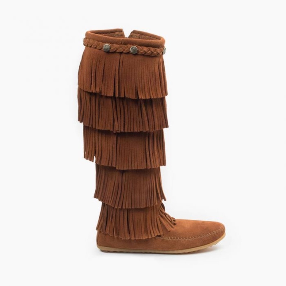 Minnetonka Brown Suede Over-the-Knee Fringe Boots